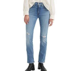 NWT Levi’s 724 High Rise Jeans Ripped Stretch Slim Straight New 32X32 $70 Sz 14